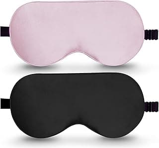 BeeVines 100% Real Mulberry Silk 2 Pack Sleep Mask, Natural Pure Silk Eye Masks with Adjustable Strap for Sleeping, 100% Block Light Eye Sl...